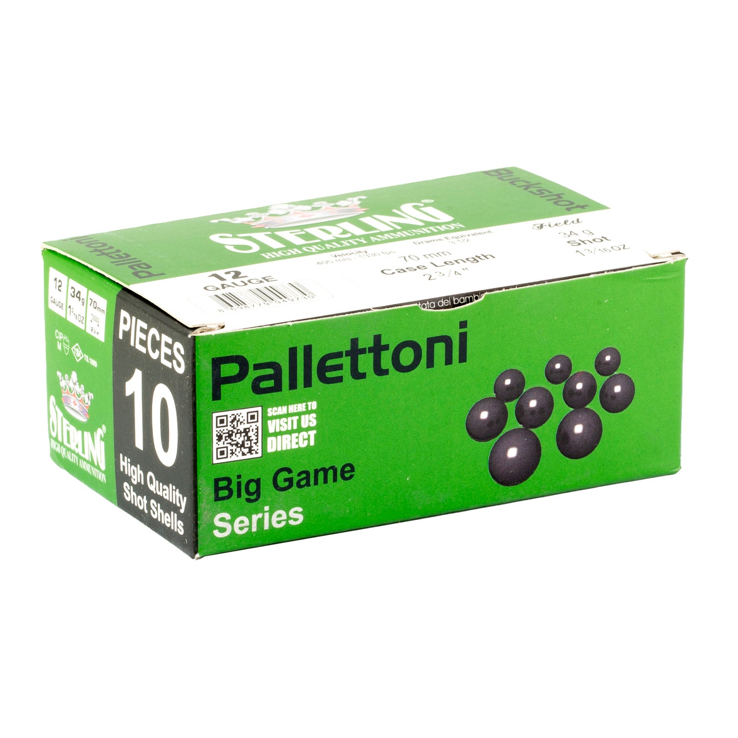 Sterling, Shotshell, 9 pellet, 12 Gauge 2.75", 00 Buck, Buckshot (10 Round Box)