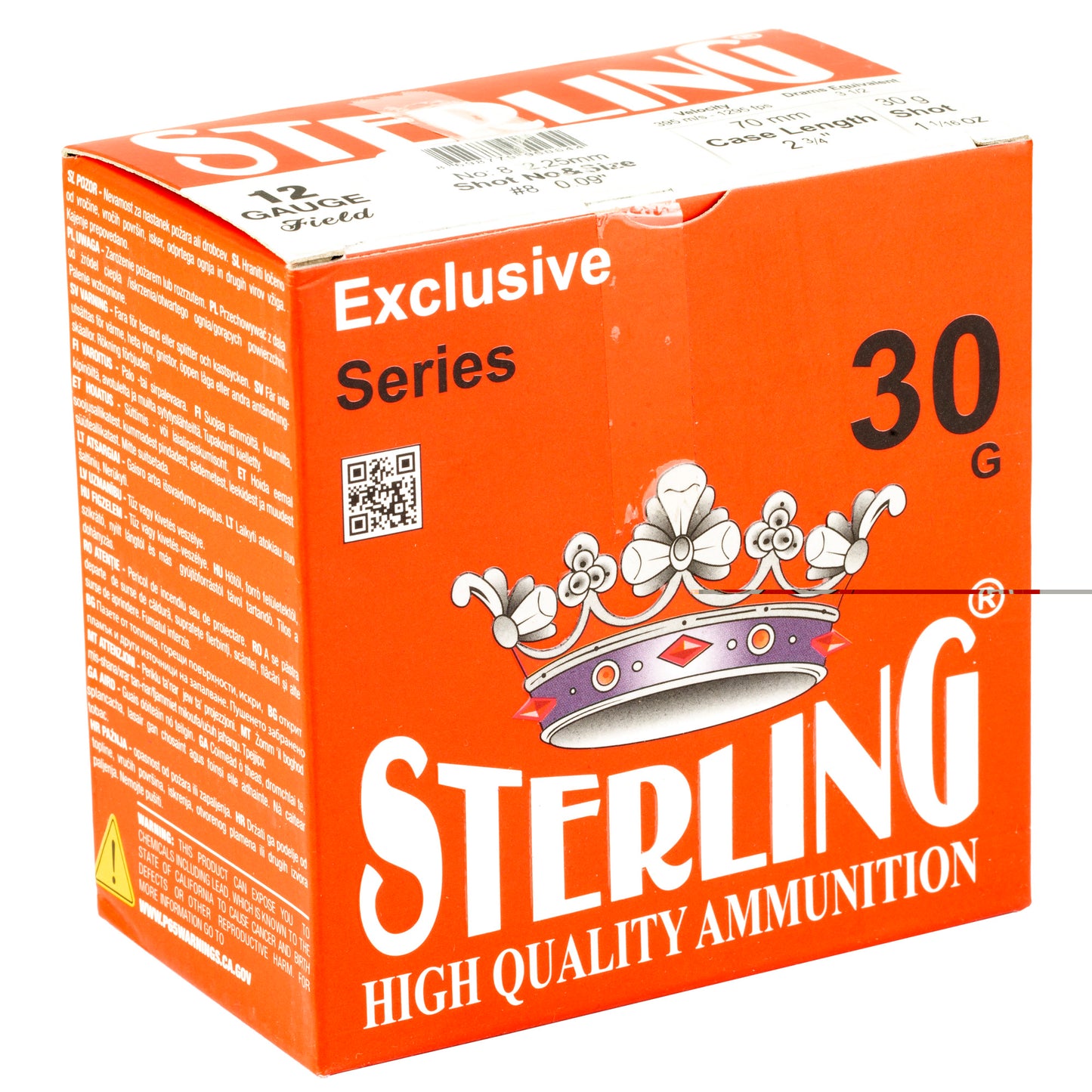 Sterling, Exclusive Series, 12 Gauge 2.75", #8, 1 1/6 oz, Shot Shell (25 Round Box)