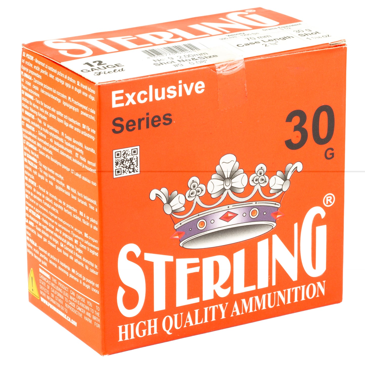 Sterling, Exclusive Series, 12 Gauge 2.75", #9, 1 1/6 oz, Shot Shell (25 Round Box)