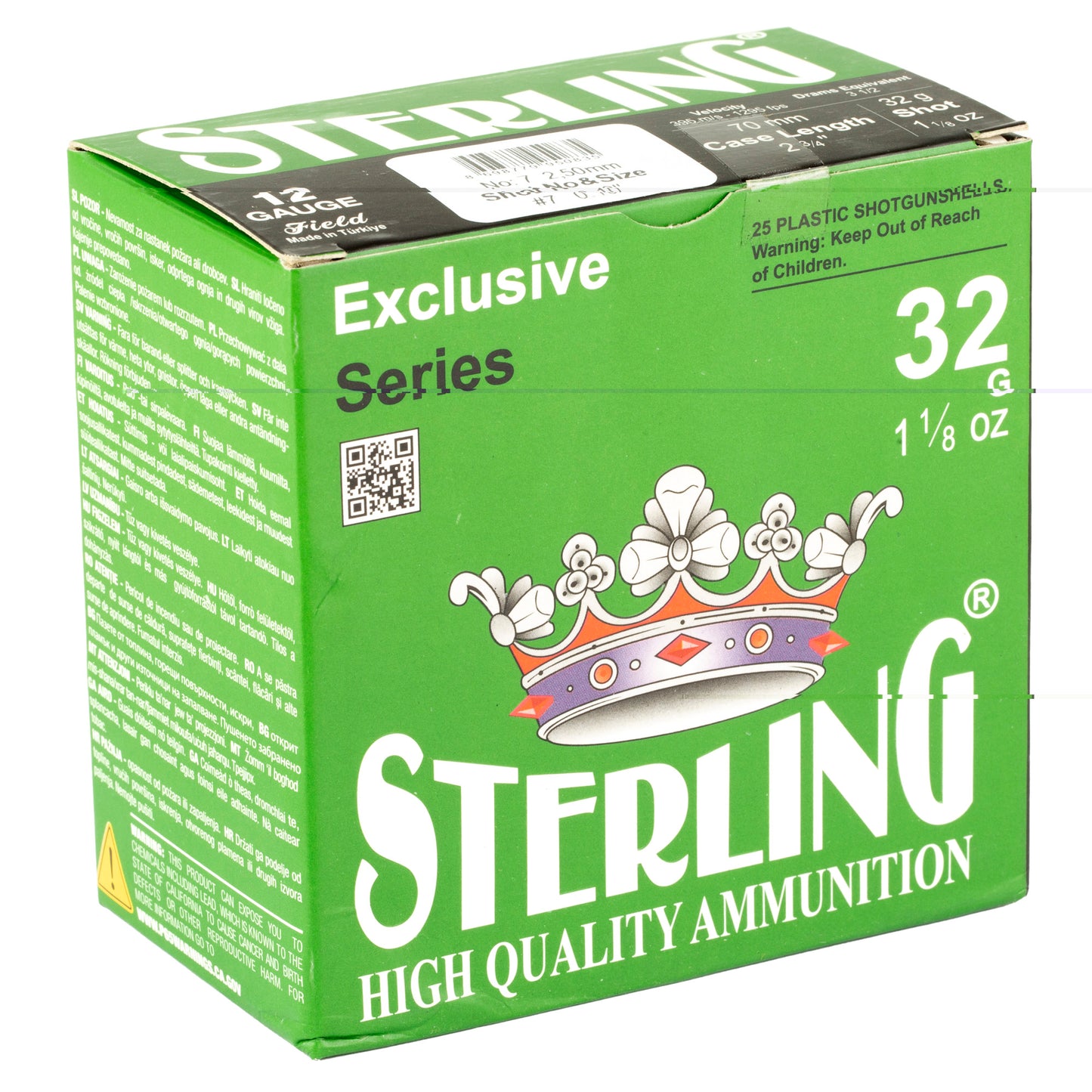 Sterling, Exclusive Series, 12 Gauge 2.75", #7, 1 1/8 oz, Shot Shell (25 Round Box)
