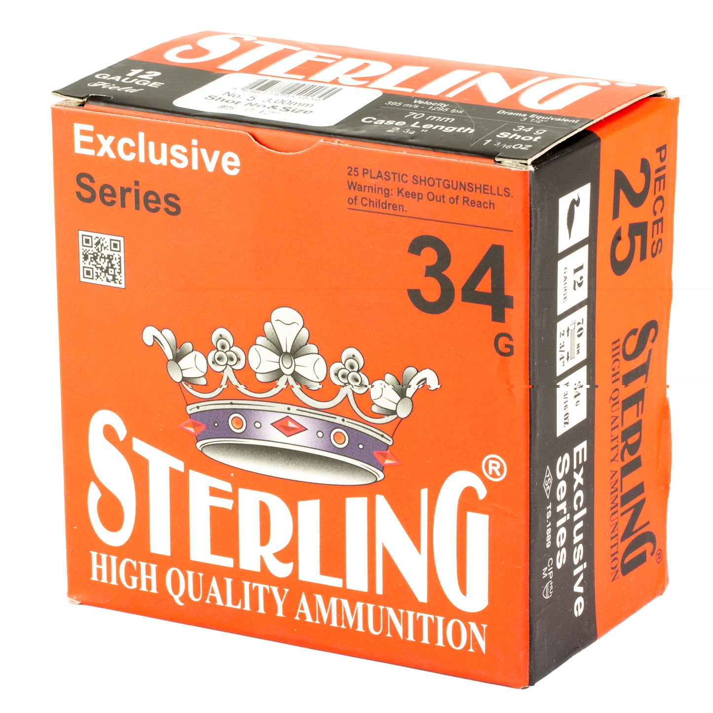 Sterling, Exclusive Series, 12 Gauge 2.75", #5, 1 3/16 oz, Shot Shell (25 Round Box)