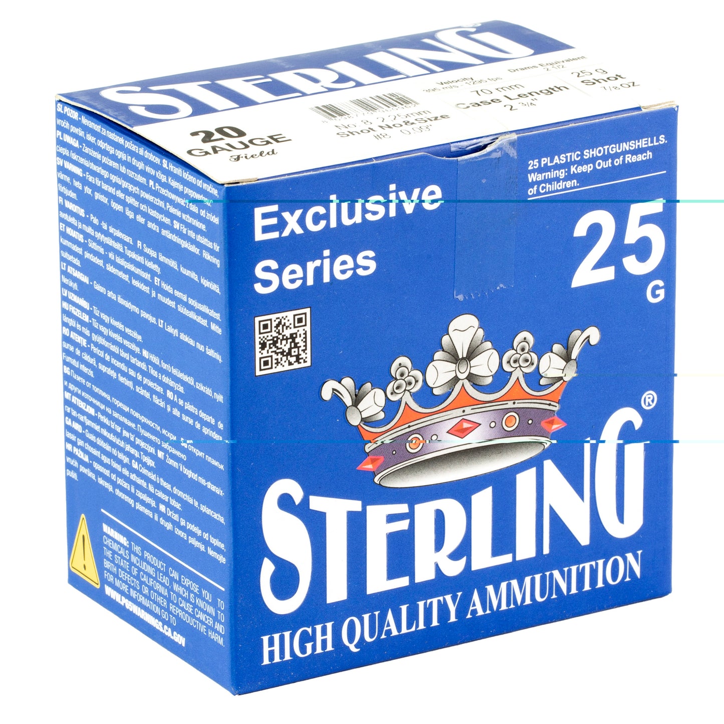 Sterling, Exclusive Series, 20 Gauge 2.75", #8, 7/8 oz., Shot Shell (25 Round Box)