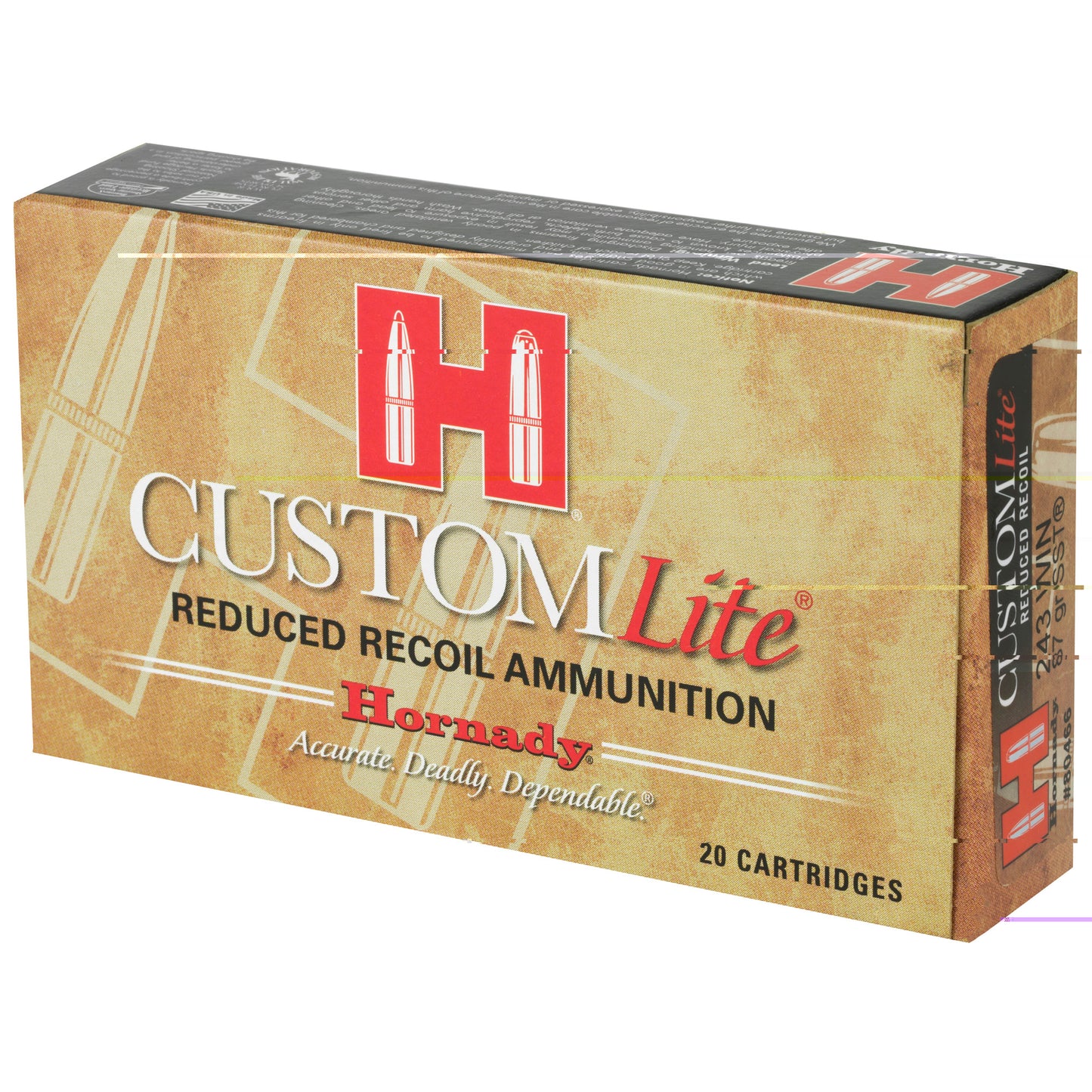Hornady, Custom Lite, 243 Win 87 Grain, SST, Low Recoil (20 Round Box)