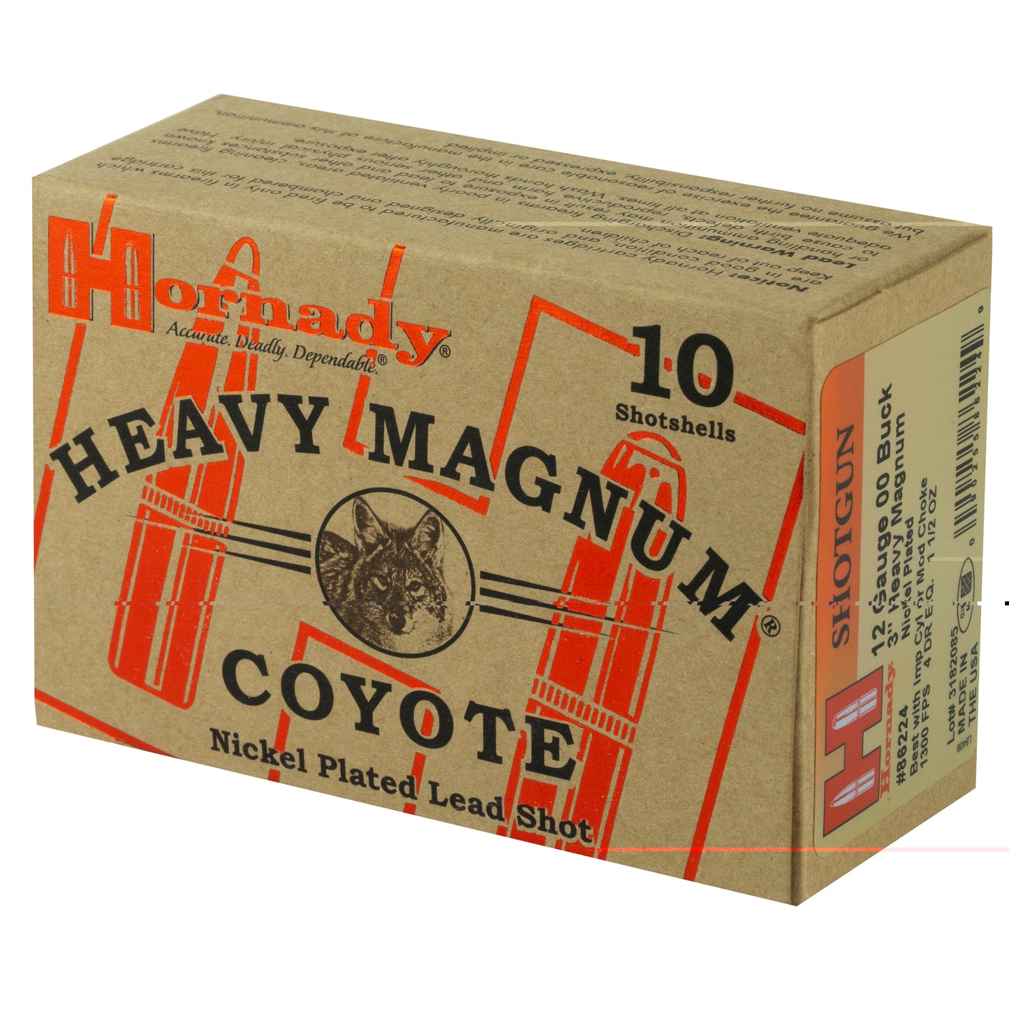 Hornady, Heavy Magnum, Coyote, 12 Gauge, 3" Chamber, 00 Buck (10 Round Box)