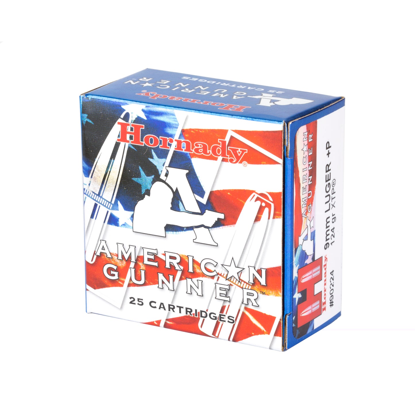 Hornady, American Gunner, 9mm Luger, Overpressure Ammunition, +P, 124 Grain | Extreme Terminal Performance, XTP | 25 Round Box