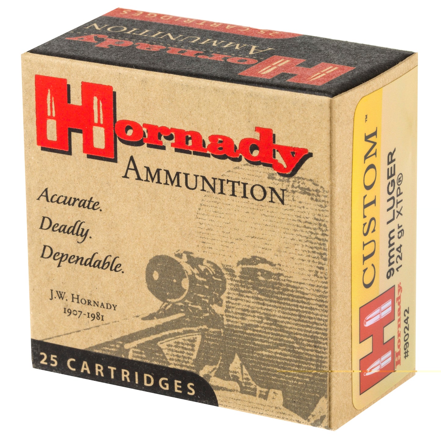 Hornady Ammunition, 9mm Luger, 124 Grain | Extreme Terminal Performance, XTP | 25 Round Box
