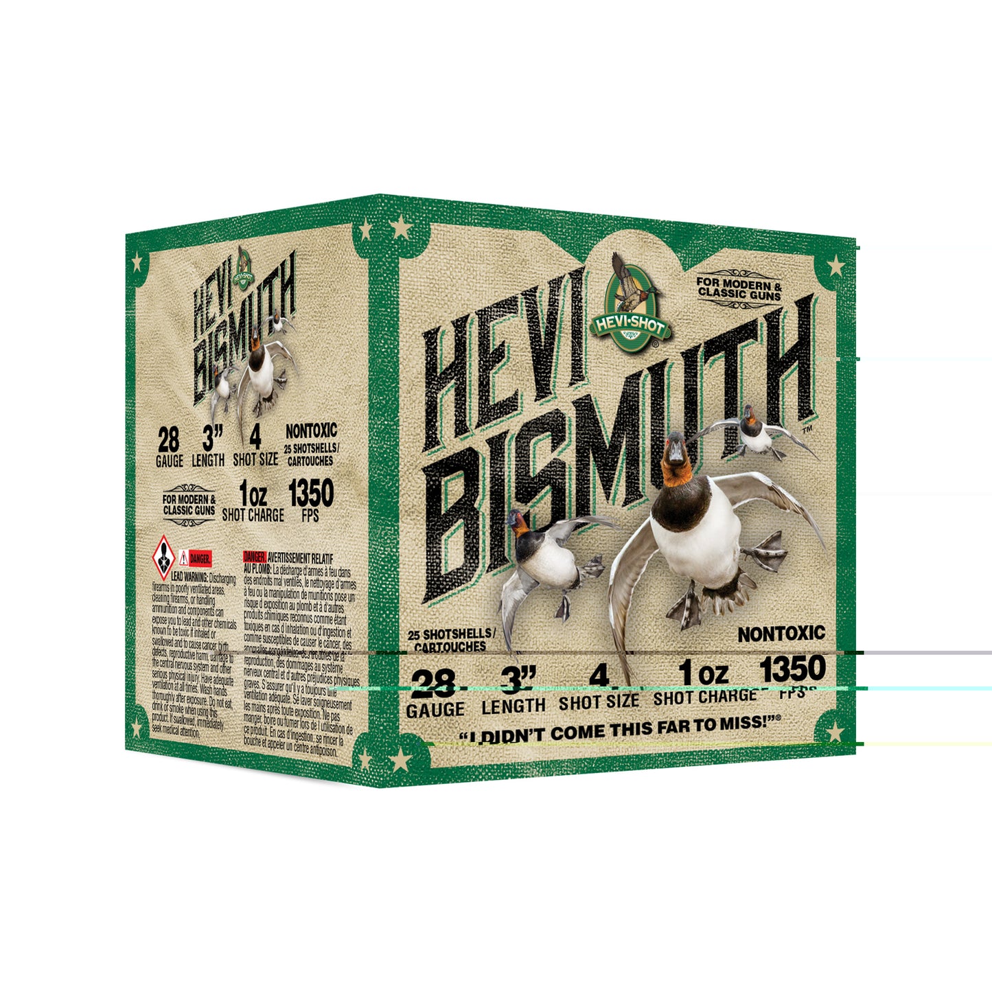 HEVI-Shot, HEVI-Bismuth, 28 Gauge 3", Max Dram, 1 oz, #4 Shot Size (25 Round Box)