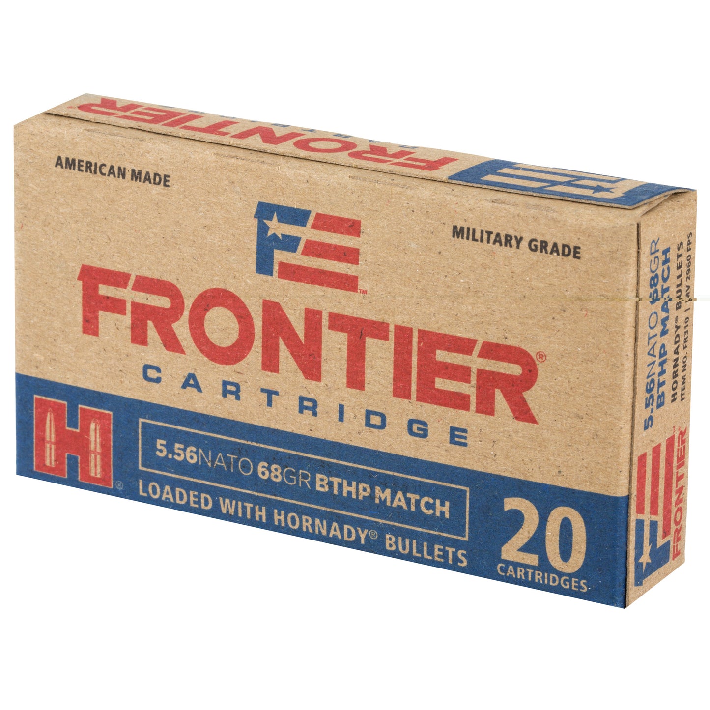 Frontier Cartridge, Lake City, 556 NATO, 68 Grain, Boat Tail Hollow Point (20 Round Box)