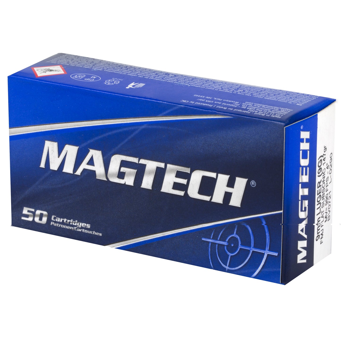 Magtech, 9mm Luger, 147 Grain | Full Metal Jacket Flat, FMJ-Flat | Subsonic 50 Round Box