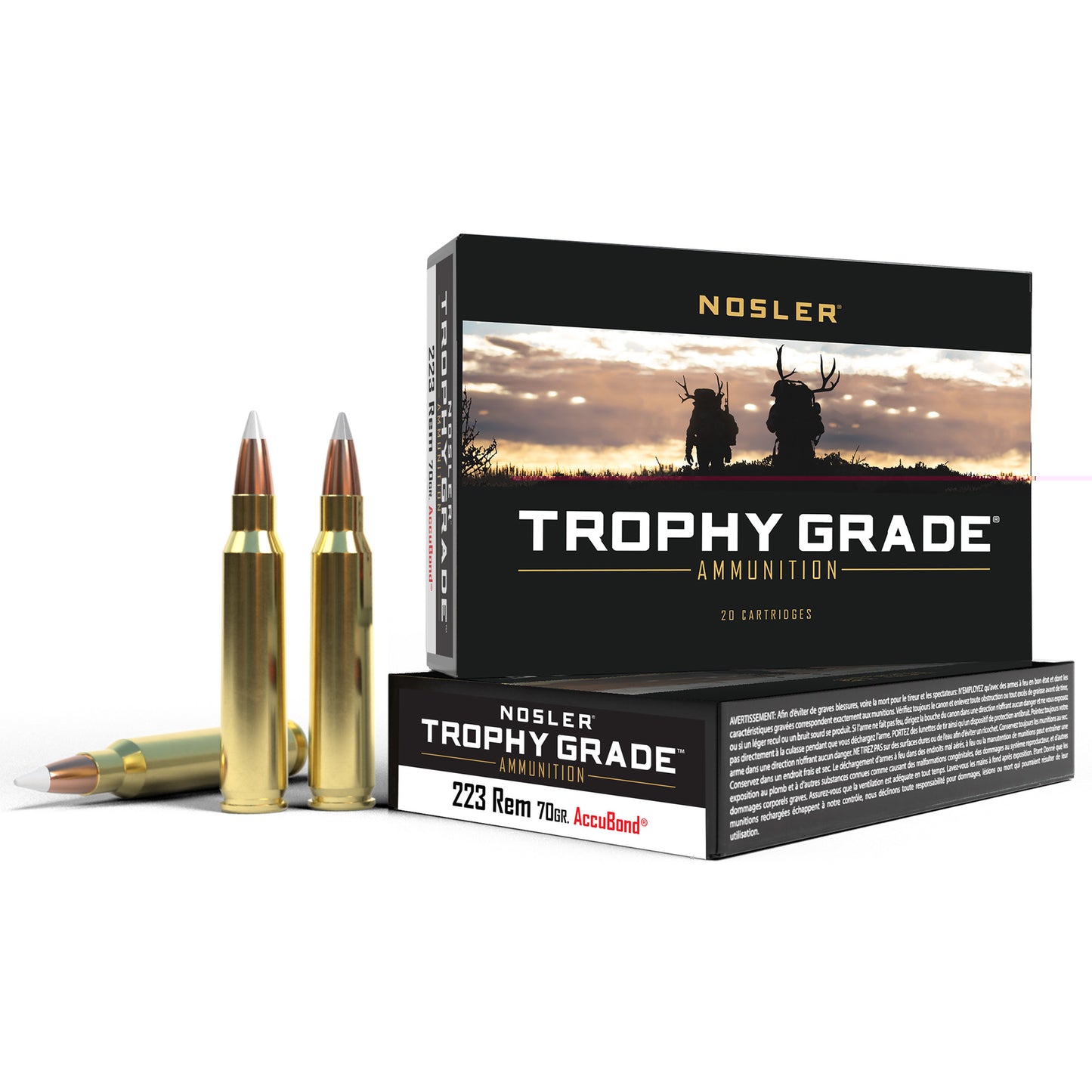 Nosler, Trophy Grade, 223 Remington, 70 Grain, AccuBond, 20 Round Box
