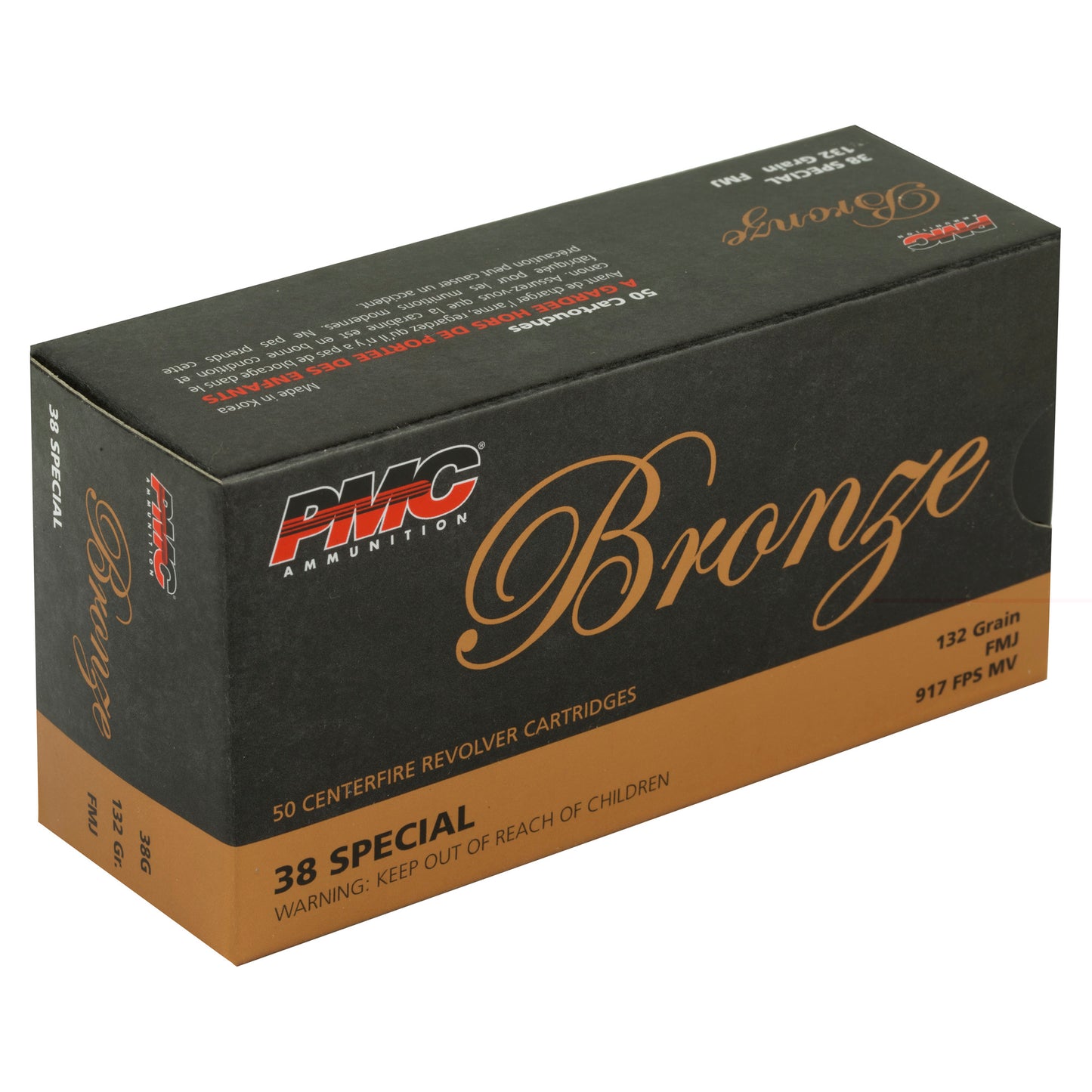 PMC Bronze, 38 Special, SPL, 132 Grain | Full Metal Jacket, FMJ| 50 Rounds per Box