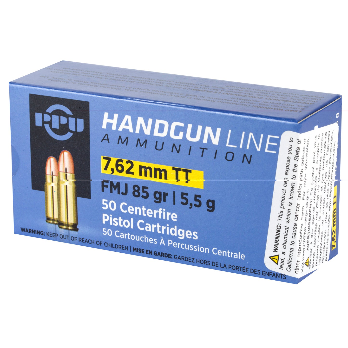 PPU, 7.62x25 Tokarev, 85 Grain | FMJ | (50 Round Box)