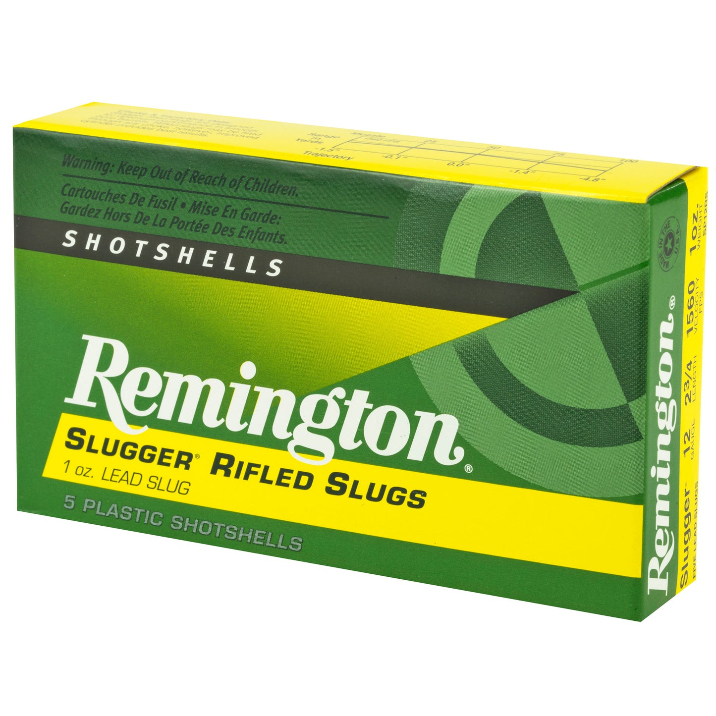 Remington, Slugger, 12 Gauge, 2.75", 1oz, Rifled Slug (5 Round Box)