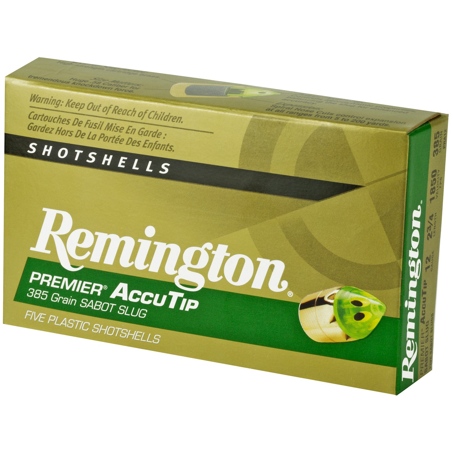 Remington, AccuTip, 12 Gauge, 2.75", 385 Grain, Sabot Slug (5 Round Box)