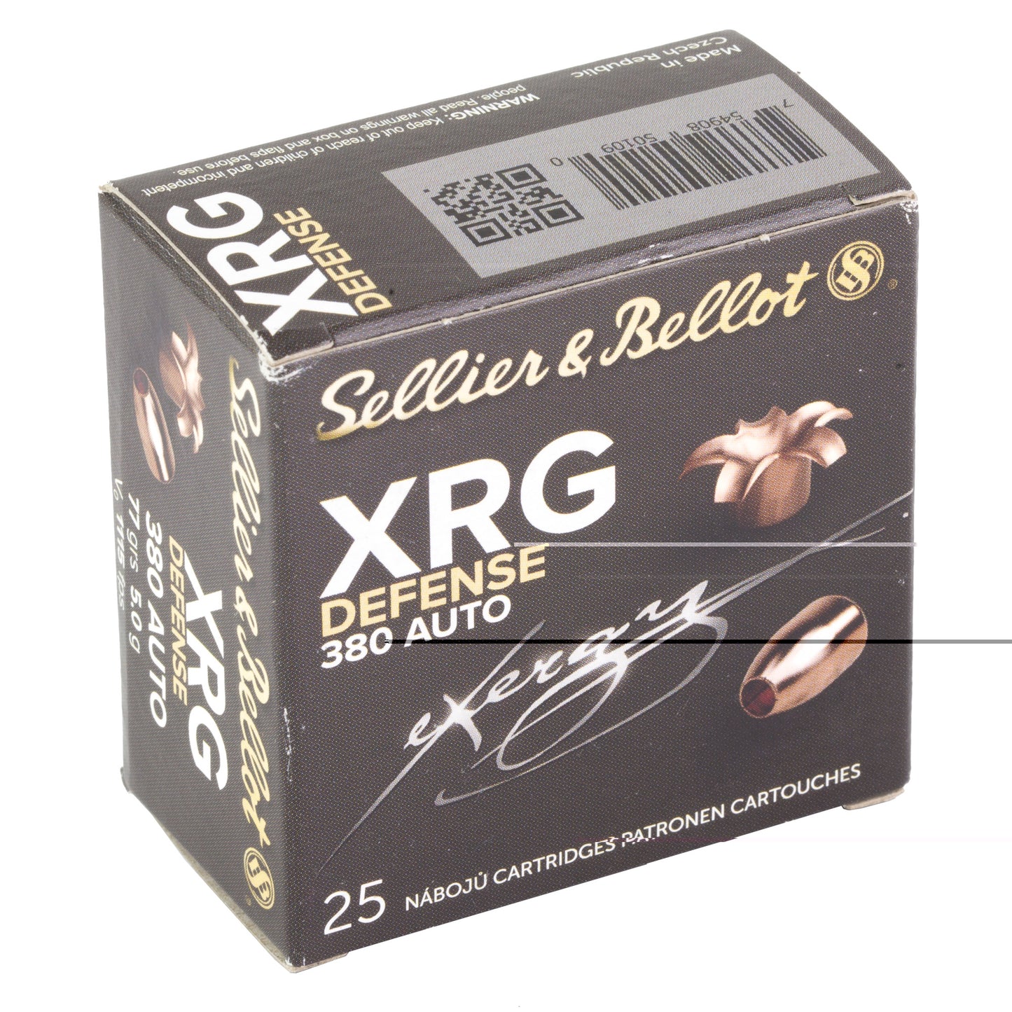 Sellier & Bellot, Exergy, XRG, Defense .380 Auto, Automatic Colt Pistol, ACP, 77 Grain, 25 Rounds per Box