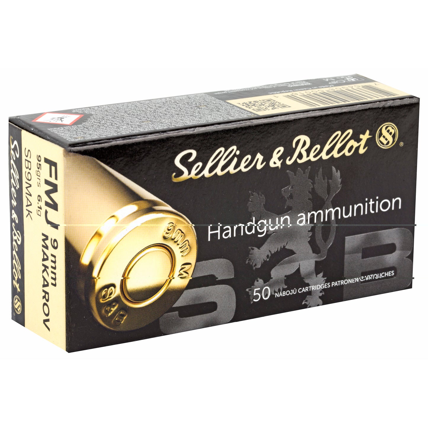Sellier & Bellot, Pistol, 9MM Makarov, 95 Grain, Full Metal Jacket (50 Round Box)