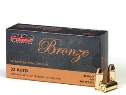 PMC Bronze .32 ACP Handgun Ammo - 60 Grain | JHP | 50rd Box