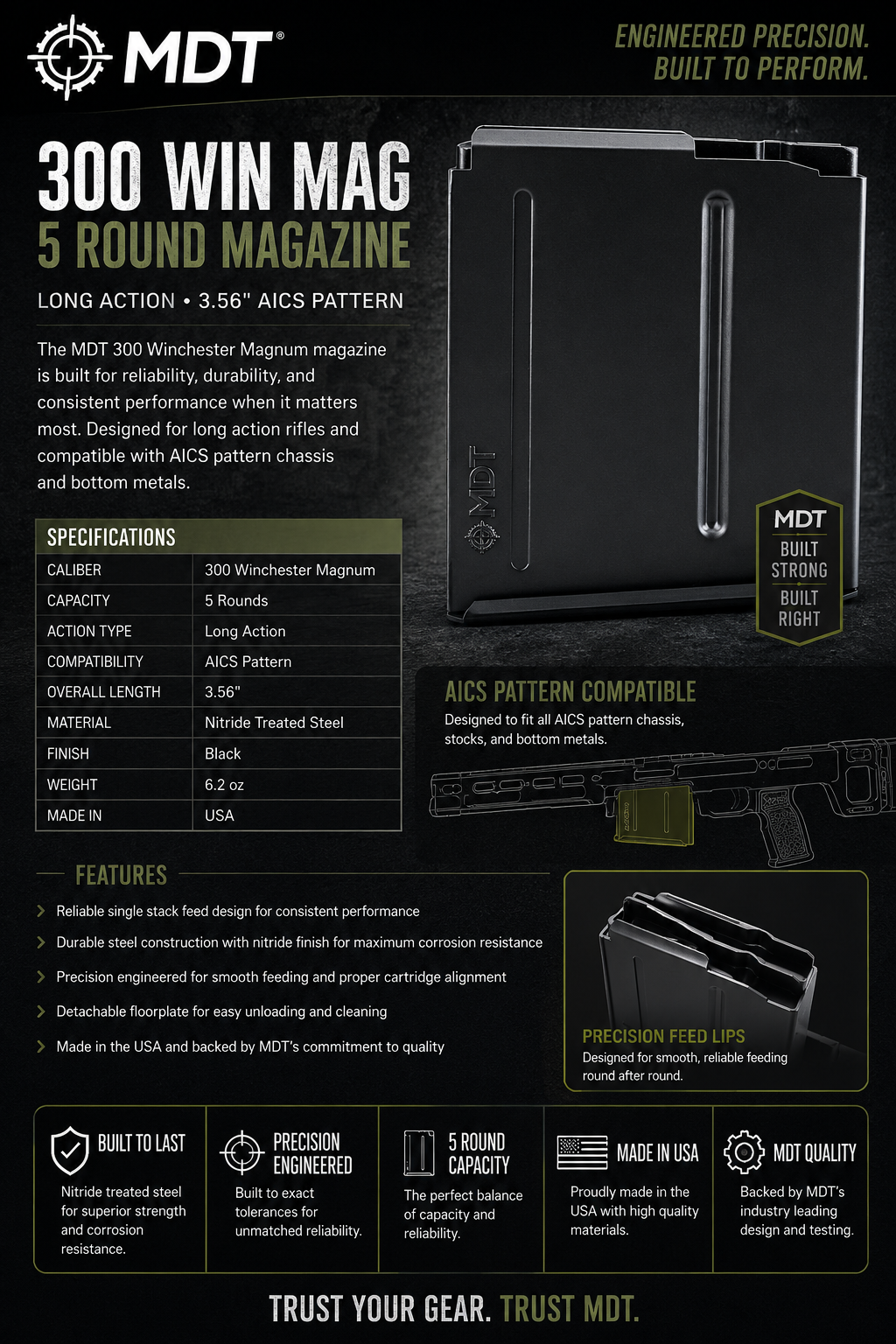MAG MDT LA 3.56 300WM 5RD METAL BLK
