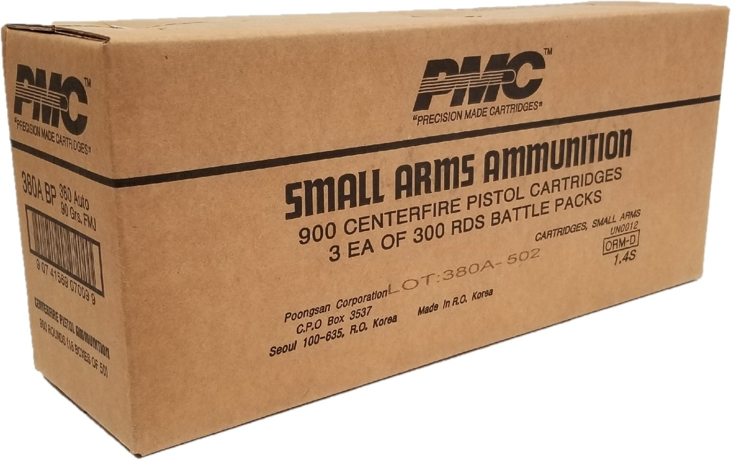 PMC Bronze Battle Pack .380 ACP Handgun Ammo - 90 Grain | FMJ | 900rd (3 Battle Pack) Case