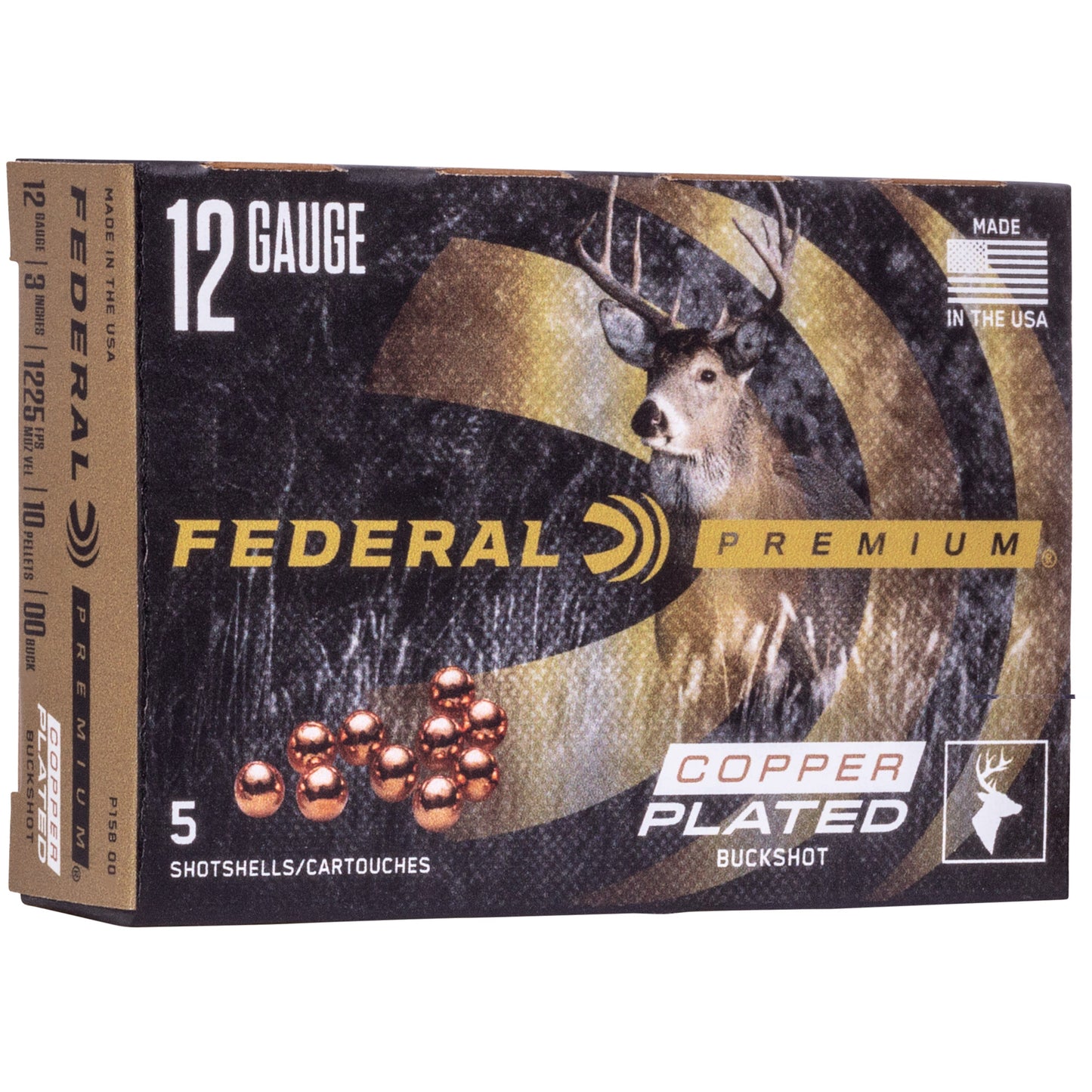 Federal, Premium, Vital Shok, 12 Gauge 3", 00 Buck, Buckshot, 15 Pellets (5 Round Box)