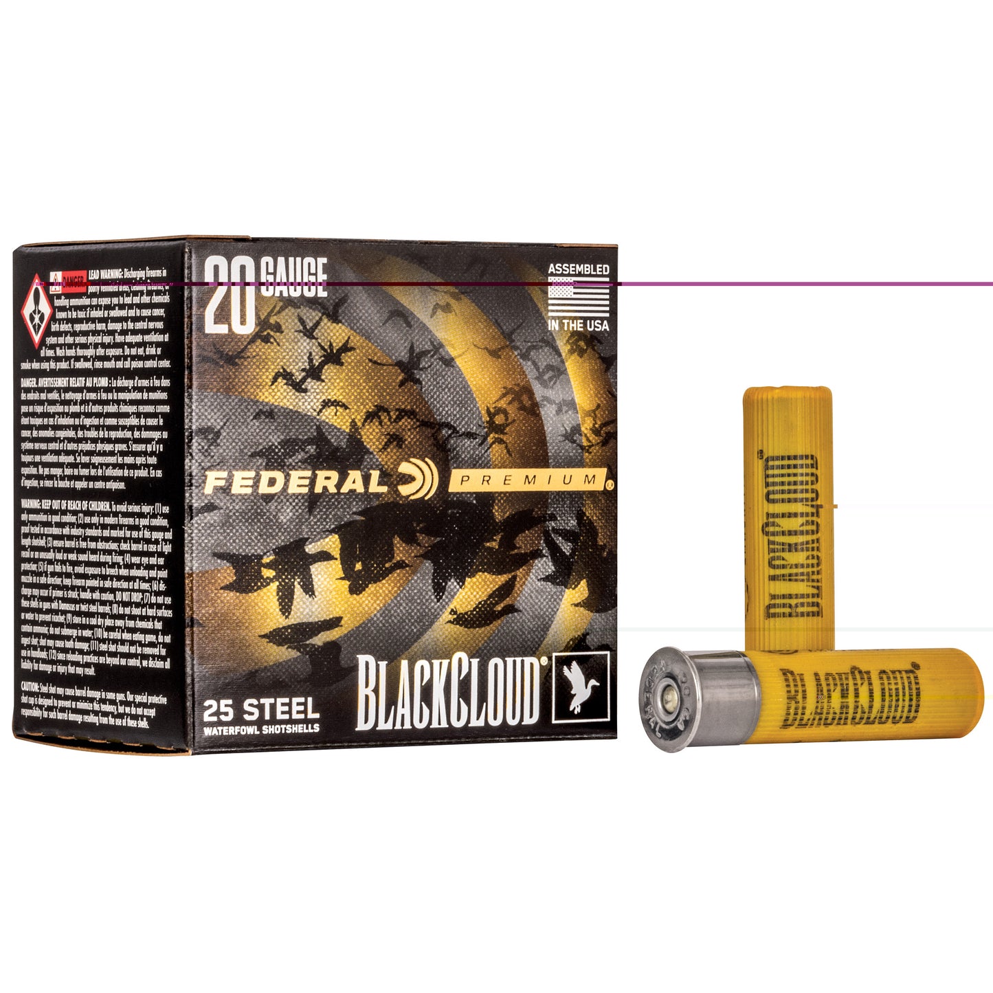 Federal, Premium, Black Cloud FS Steel with Flightcontrol Flex Wad, 20 Gauge 3", #4, 1 oz, Steel Shot (25 Round Box)