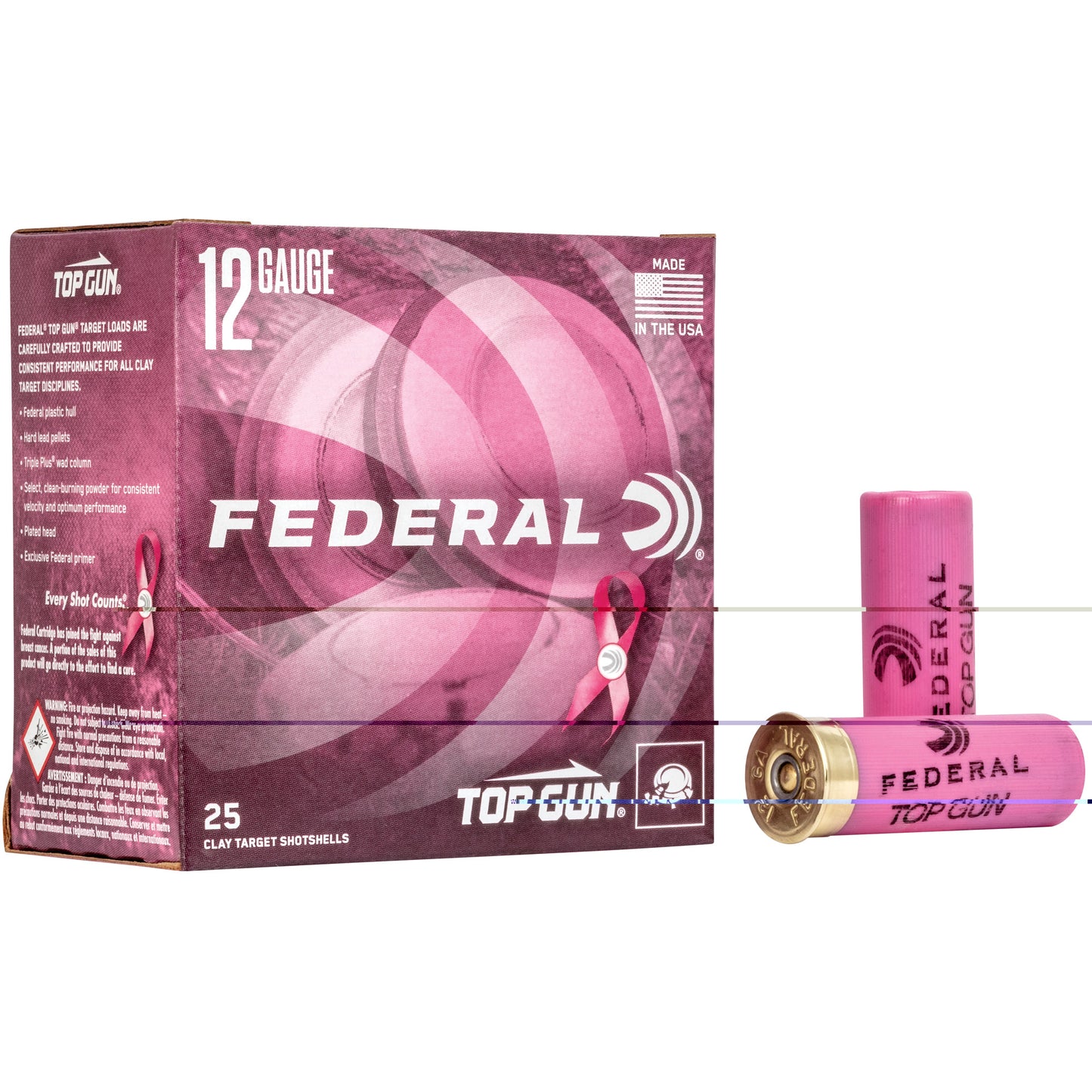 Federal, Top Gun, Pink Hulls, 12 Gauge 2.75", #8, 1 1/8 oz (25 Round Box)