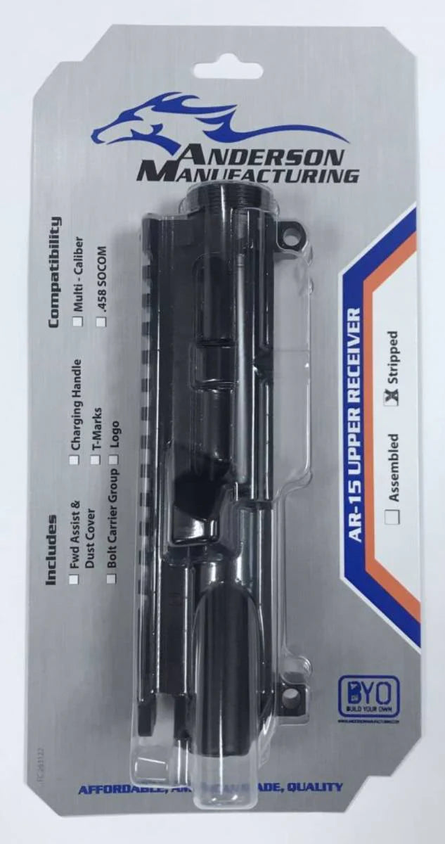 Anderson AM-15 Sport AR15 Upper Receiver - Black | Forward Assist & Ejection Port Cover NOT INCLUDED | Retail Packaging