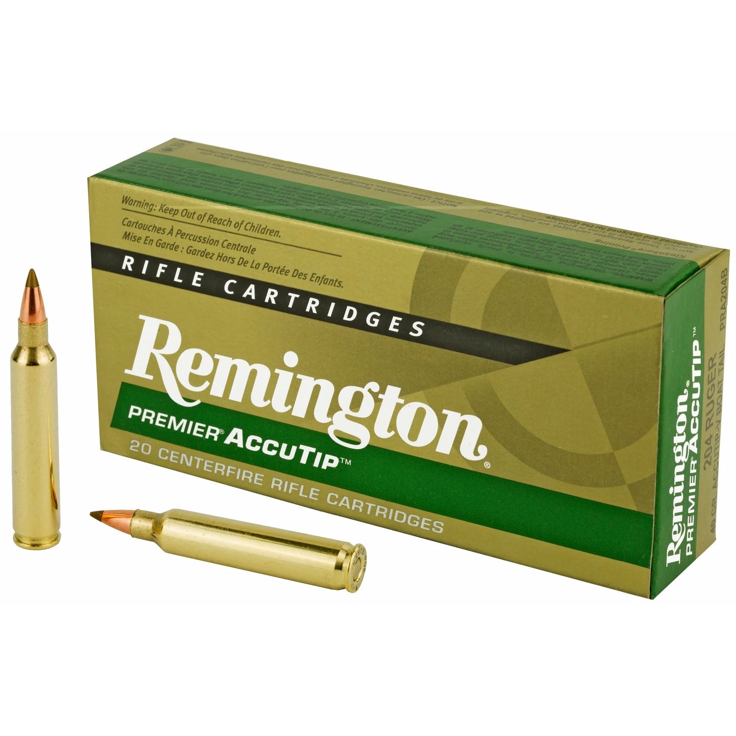 Remington, Premier Accutip, 204 Ruger, 40 Grain, Accutip, Boat Tail, (20 Round Box)