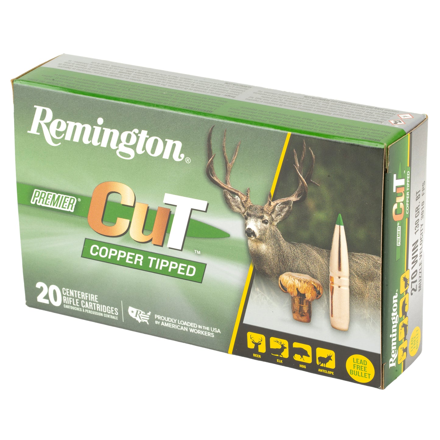 Remington, Premier CuT, 270 Winchester, 130 Grain, Copper Tipped, 20 Round Box