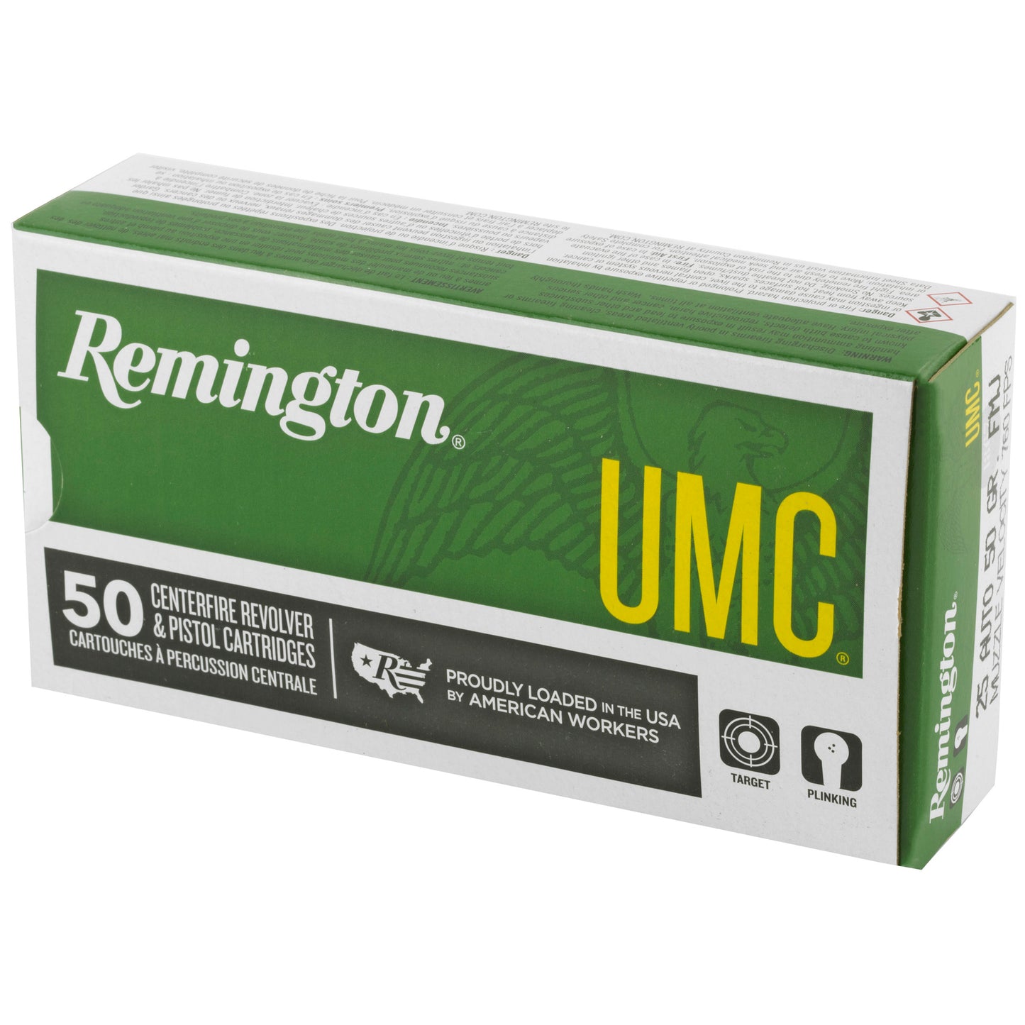 Remington, UMC, 25 ACP, 50 Grain, Full Metal Jacket, (50 Round Box)