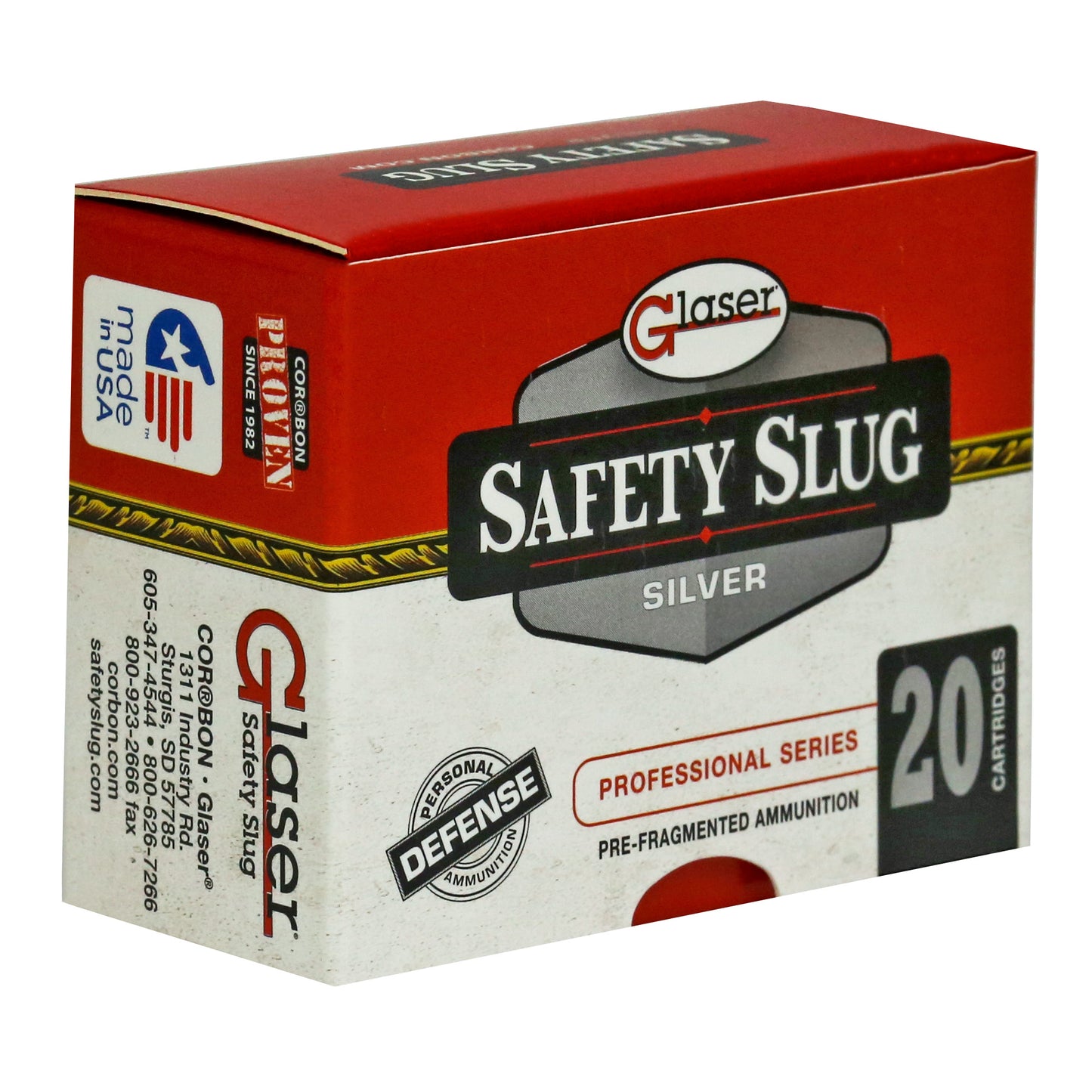 Glaser, Silver, 9MM, 80 Grain, Pre-Fragmented, +P, (20 Round Box)
