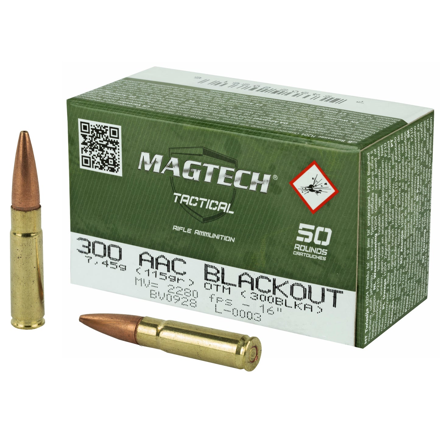 Magtech, First Defense, 300 Blackout, 115 Grain, Hollow Point Flat Base, (50 Round Box)
