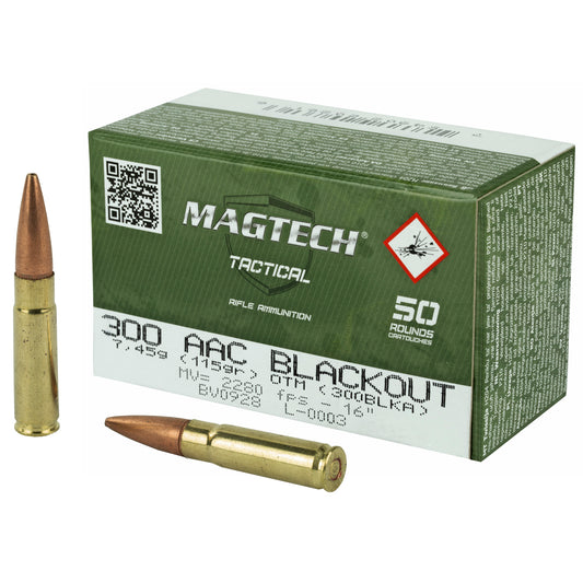 Magtech, First Defense, 300 Blackout, 115 Grain, Hollow Point Flat Base, (50 Round Box)