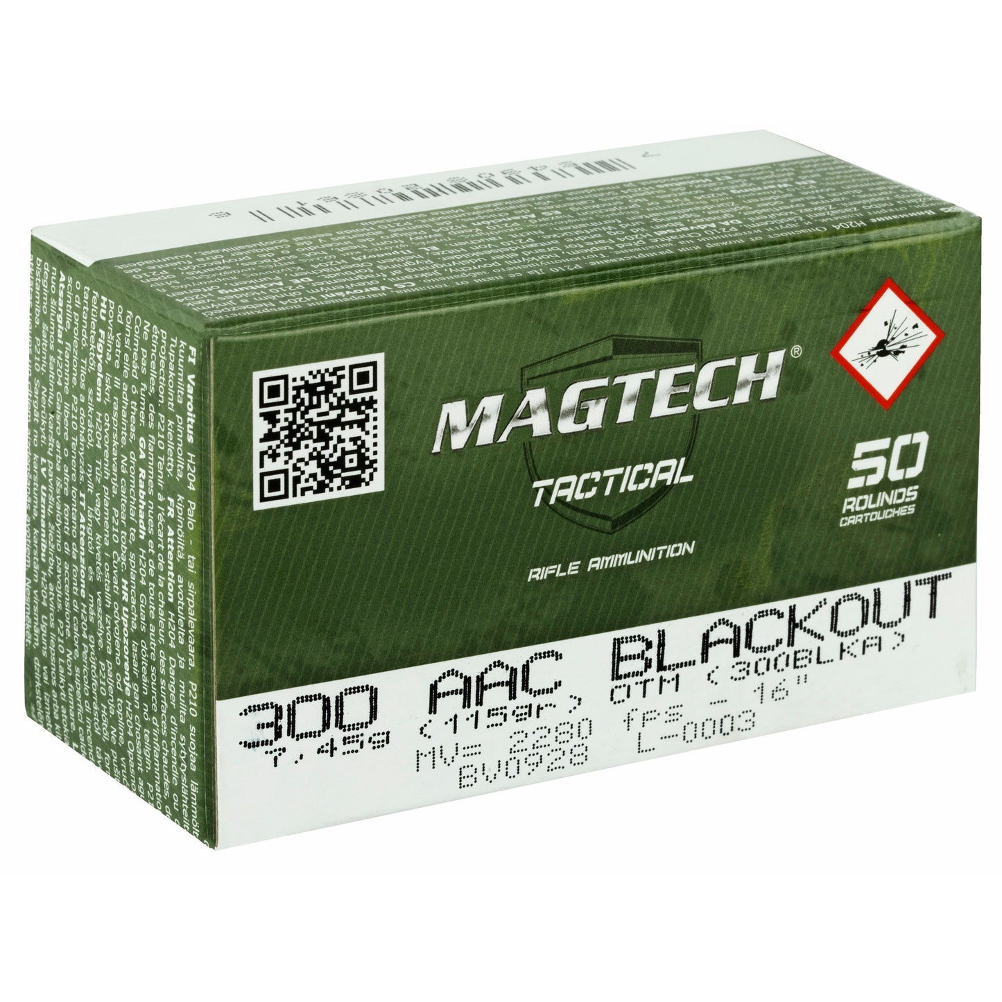 Magtech, First Defense, 300 Blackout, 115 Grain, Hollow Point Flat Base, (50 Round Box)