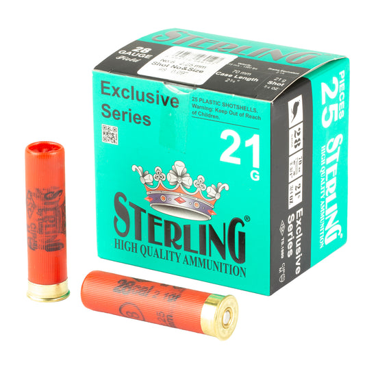 Sterling, Exclusive Series, 28 Gauge 2.75", #8, 21 Grain, 3/4 oz, Shot, (25 Round Box)