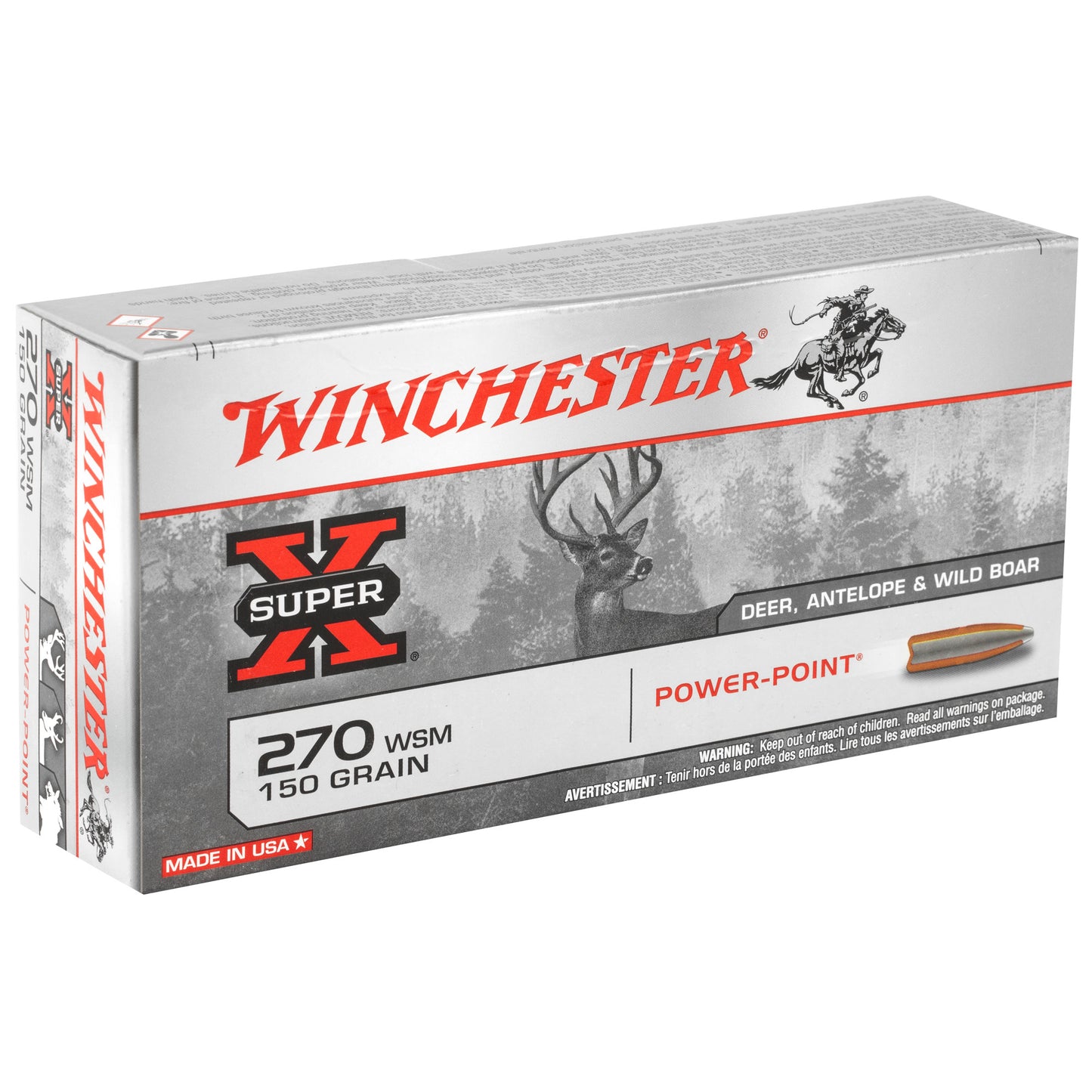 Winchester Ammunition, Super-X, 270 Winchester Short Magnum, 150 Grain, Power Point  (20 Round Box)