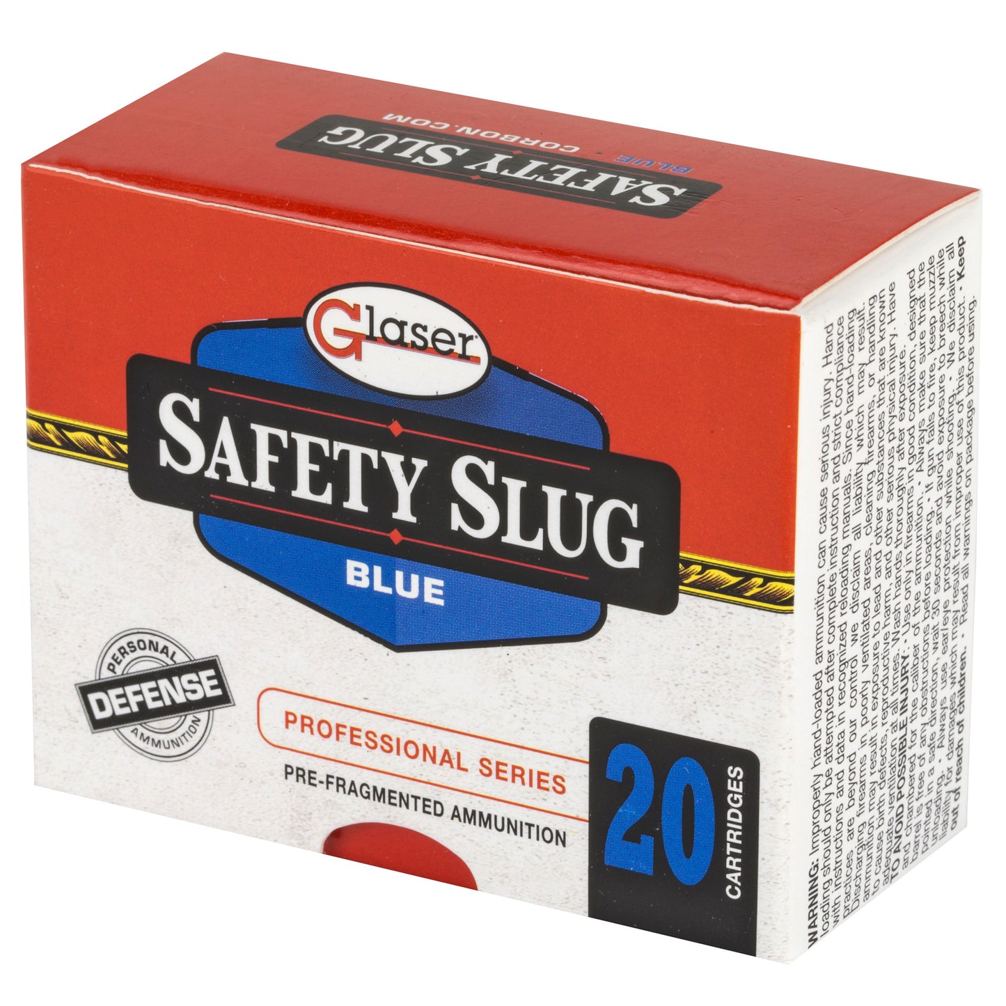 Glaser, Blue, 9MM, 80 Grain, Pre-Fragmented, +P, 20 Round Box