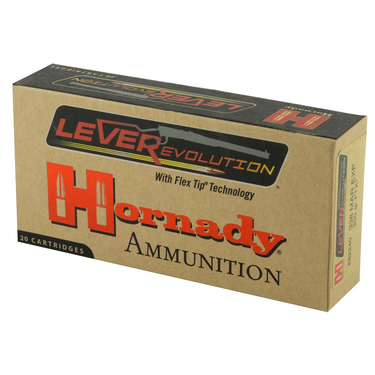 Hornady, LeverEvolution, 338 Marlin Express, 200 Grain, FlexTip, 20 Round Box