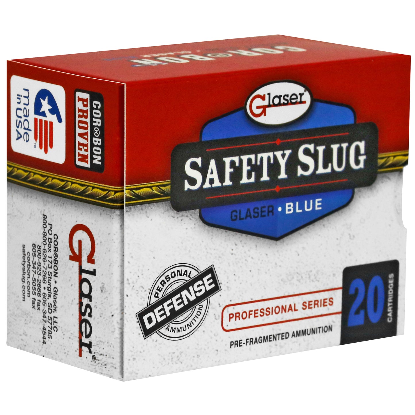 Glaser, Blue, 38 Special, 80 Grain, Pre-Fragmented, +P, 20 Round Box
