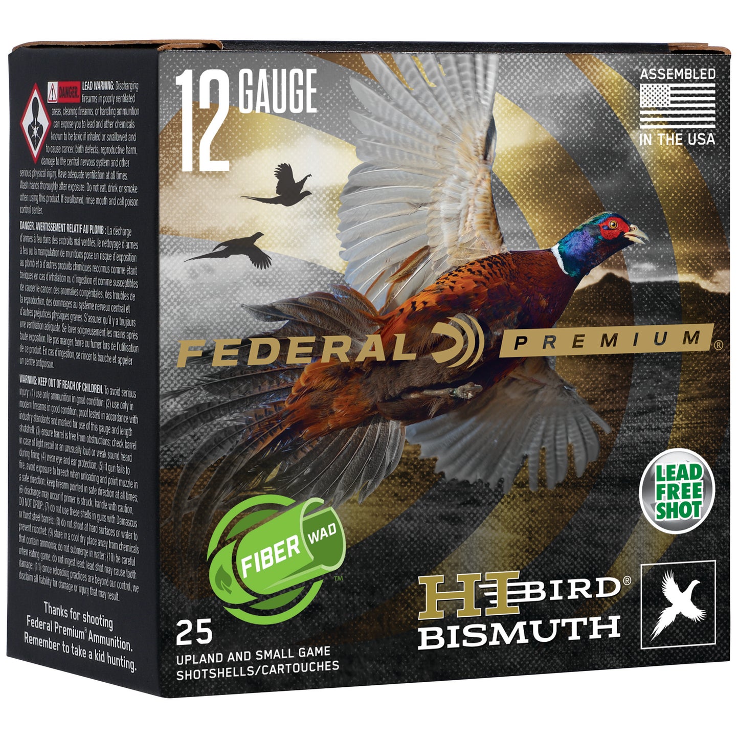 Federal, Hi-Bird Fiber Wad, 12 Gauge, 2.75", #5 Shot, 1 1/4oz, Bismuth Shot  (25 Round Box)