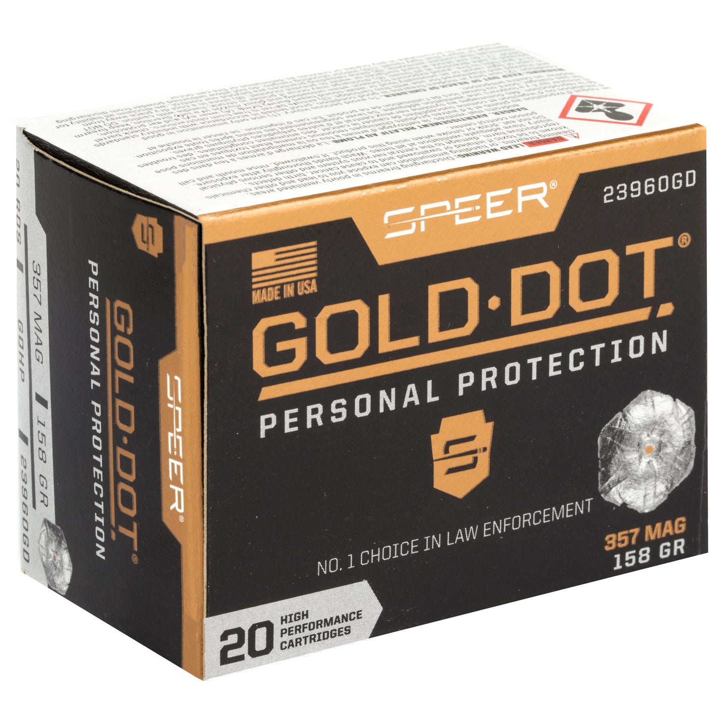 Speer Ammunition, Speer Gold Dot, Personal Protection, 357MAG, 158 Grain | HP |  (20 Round Box)