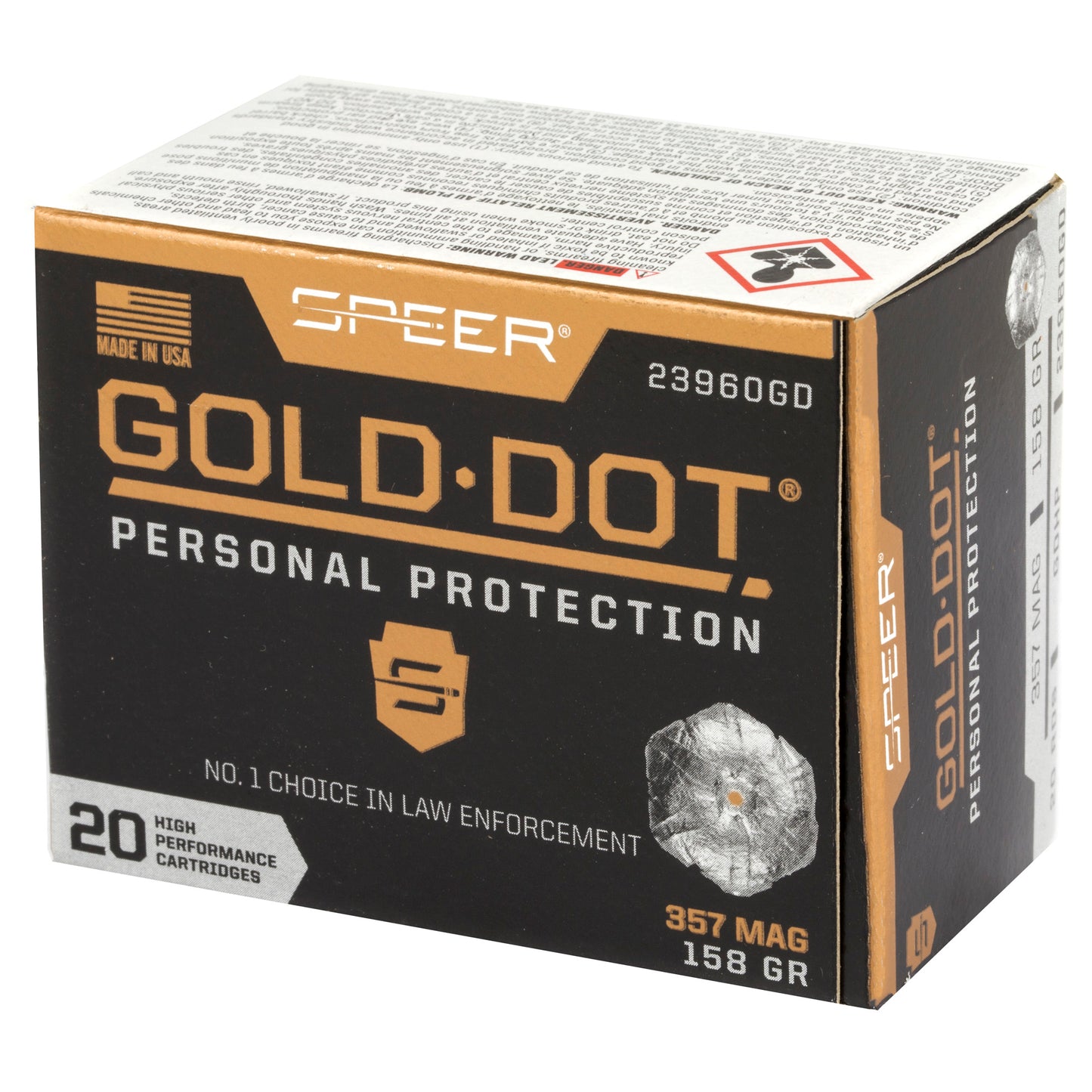 Speer Ammunition, Speer Gold Dot, Personal Protection, 357MAG, 158 Grain | HP |  (20 Round Box)