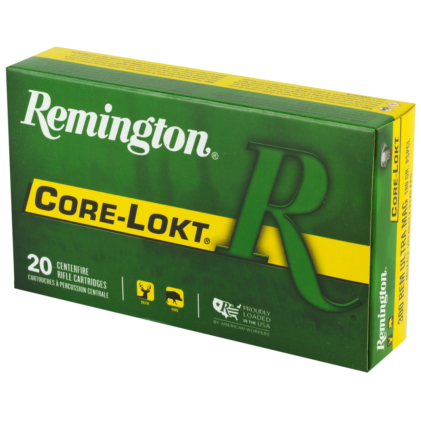 Remington, Core-Lokt PSP, 300 Remington Ultra Magnum, 180 Grain, Pointed Soft Point, (20 Round Box)