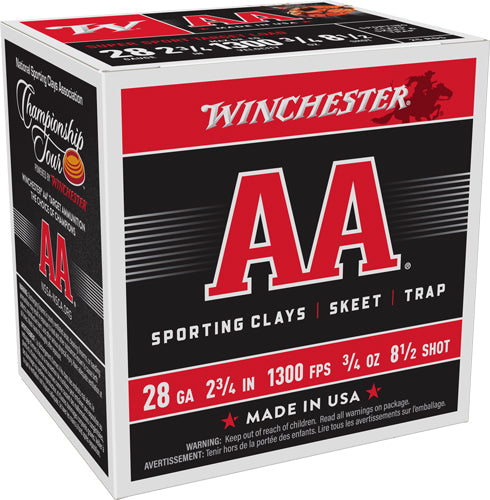 #8.5 1300FPS LOT WINCHESTER AA 28GA 2.75" 3/4OZ  (250 Round Case)