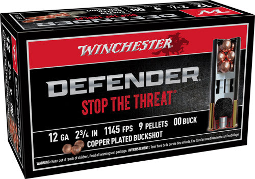 00 BUCK 9 PELLETS 10RD 10BX/CS WINCHESTER DEFENDER 12GA 2.75"