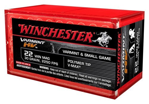 V-MAX 2250FPS 50RD 20BX/CS WINCHESTER SUPREME 22WMR 30GR