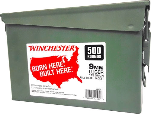 RN CASE OF (2) 500RD AMMO CANS WINCHESTER 9MM LUGER 115GR FMJ