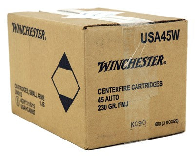 FMJ-RN 600RD CASE LOT WINCHESTER USA 45 ACP 230GR