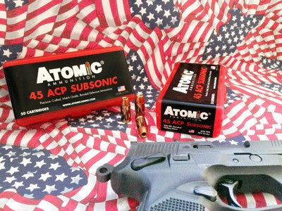 ATOMIC 45 ACP 250 Grain SUBSONIC Jacketed Hollow Point (50 Round Box, 10 Boxes Per Case)