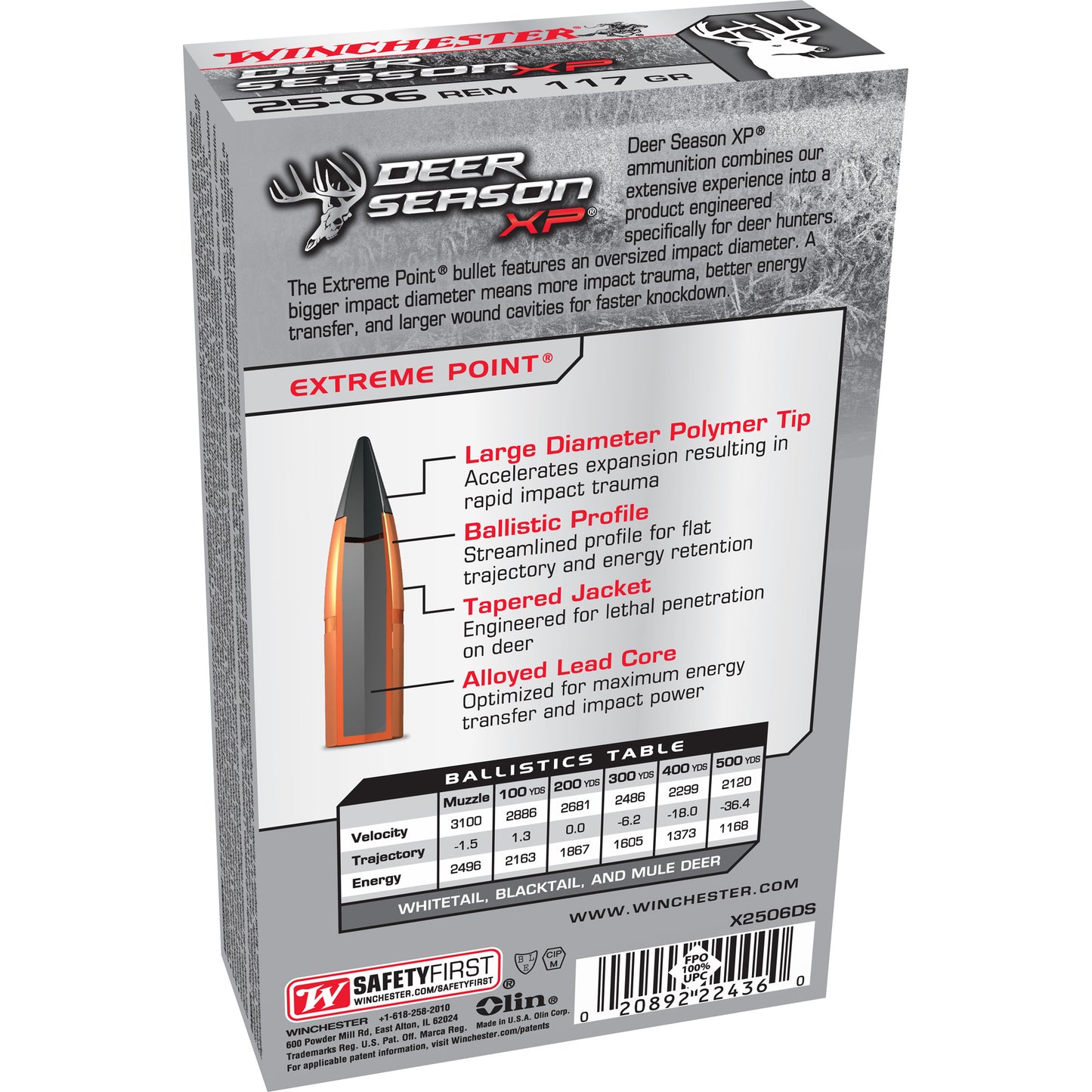 Win Deer Sn Xp 25-06rem 117gr 20/200